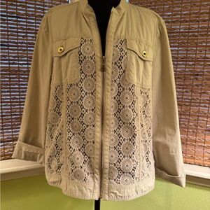 Chico’s Beige Lace Detail Jacket